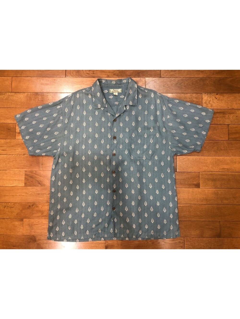 Tommy Bahama Silk Short Sleeve Blue Camp Shirt Tropical Beachy Size XL